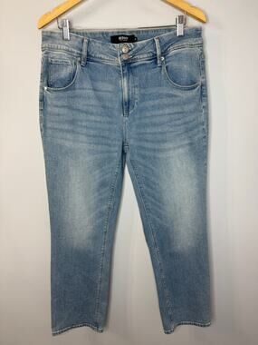 HUDSON Midrise Straight Stretch Jeans Flap Pocket Icy Blue Women's 12 New
